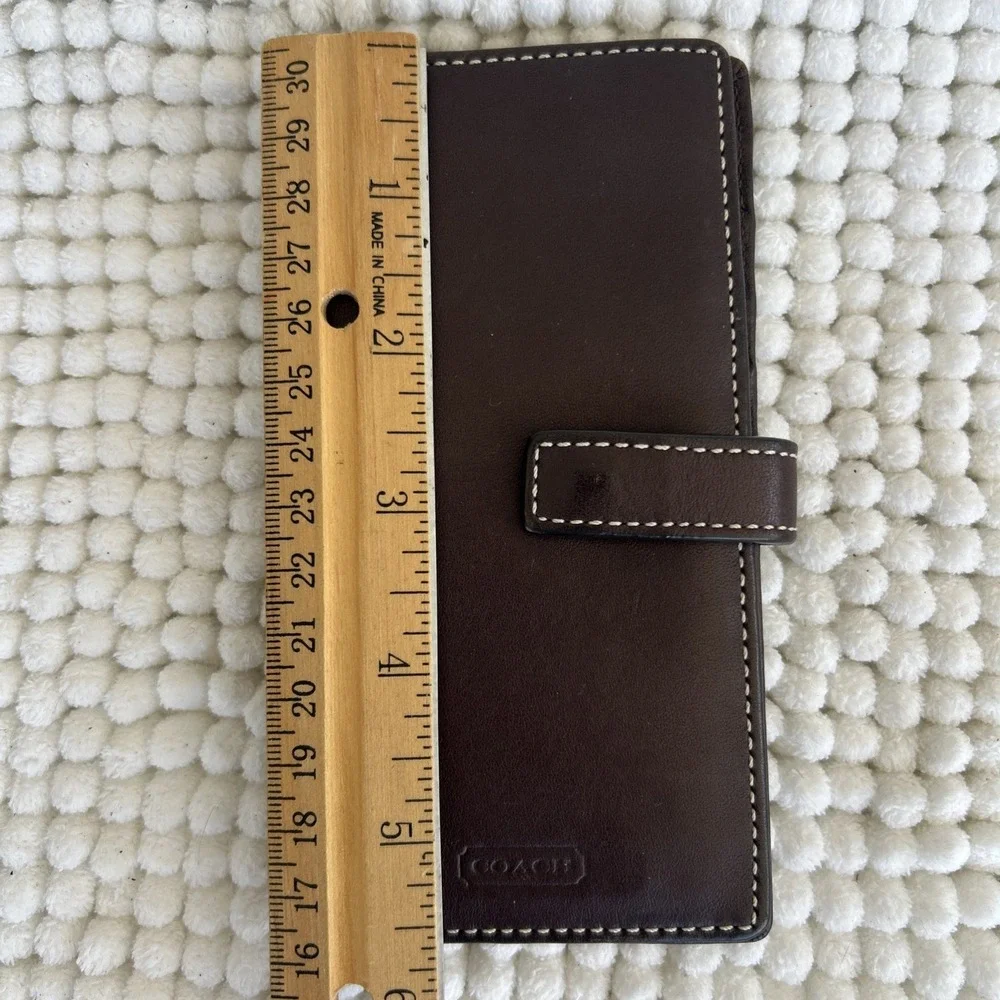 Authentic Coach Womens Leather Snap Closure Bi Fold Cardholder‎ Wallet Brown